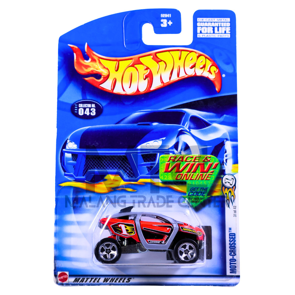 Hot Wheels Moto-Crossed Merah Blue Card Blister Jelek / Bubble Penyok Anggap Loose