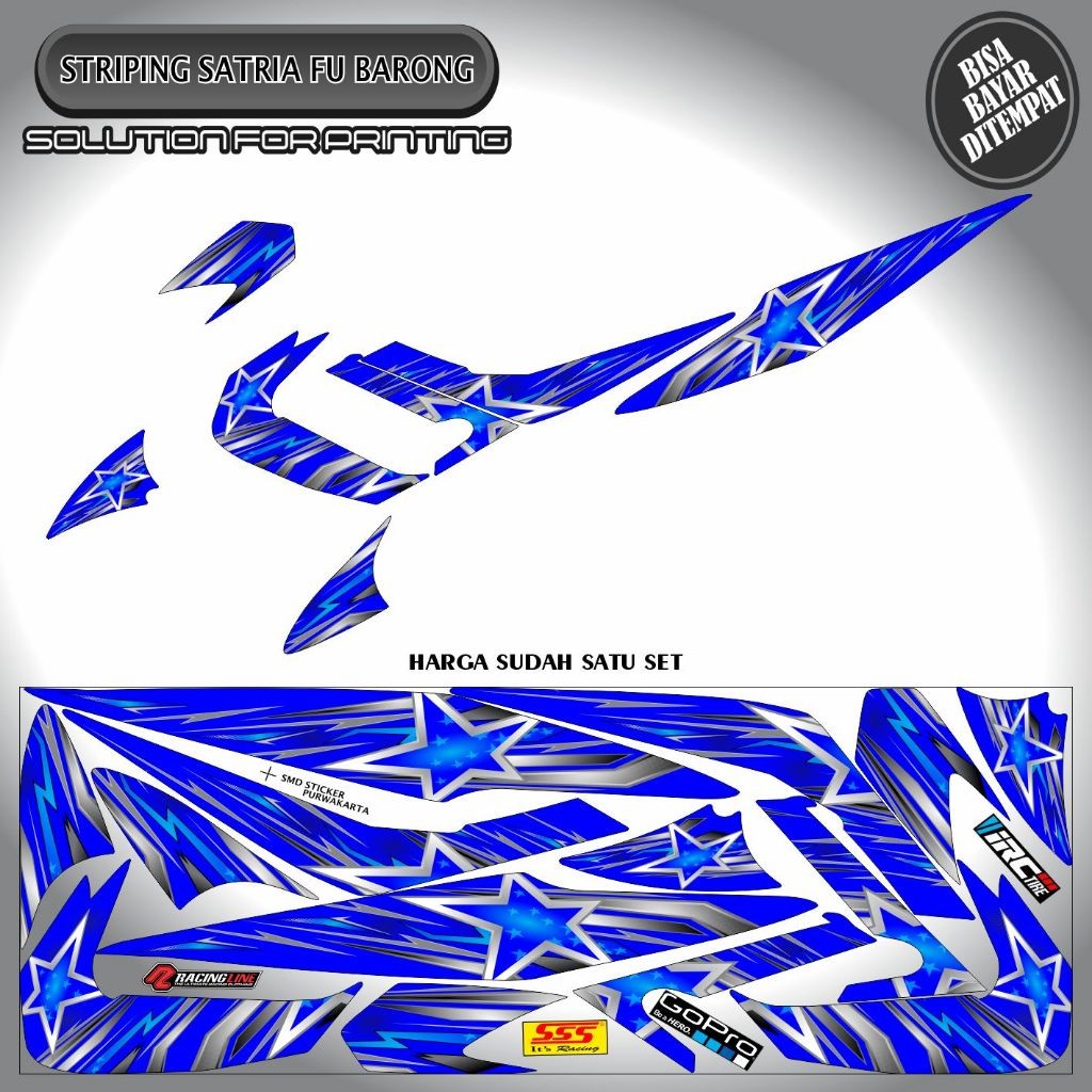 STRIPING VARIASI STICKER SATRIA FU BARONG MOTIF BINTANG