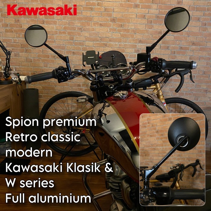 spion premium model bulat full aluminium kawasaki w175 w250 estrella w800 w650 binter merzy kz200 gt