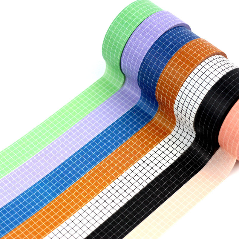 

10M Black White Brown Pink Purple Blue Grey Grid Washi Tape Set Japanese Paper DIY Planner Masking Tape Decorative Stationery