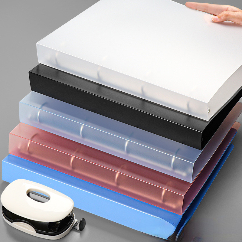 

2023 NEW A4 4-hole D-type clip clip Blue PP folder perforated transparent binder folder a4 folder