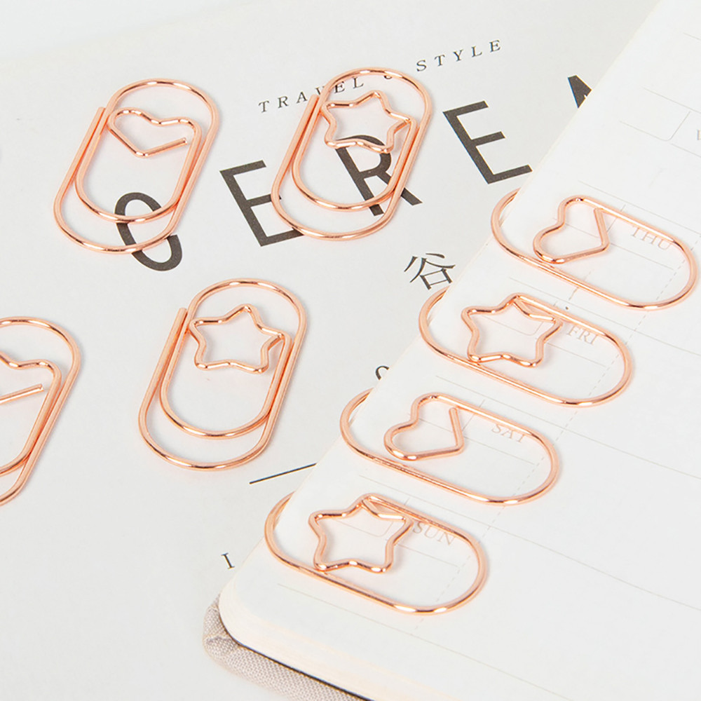 

10Pcs Paper Clips Mini Heart Gold Rose Gold Color Clip Bookmark Binder Clip Office Accessories Paperclip Patchwork Stationery