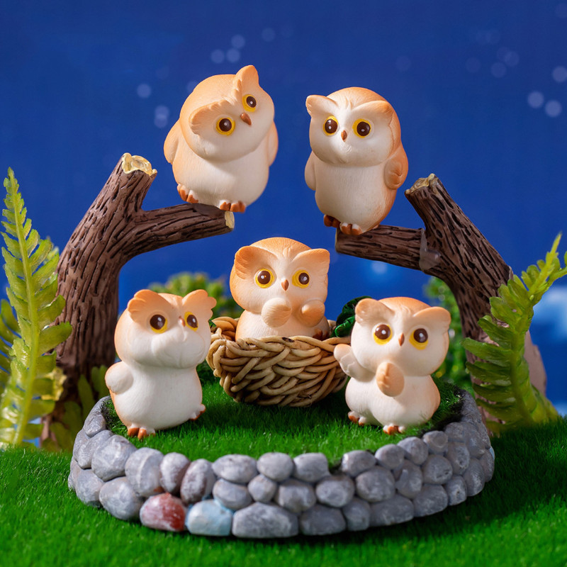 

Figurine Miniature Cartoon Cute Owl Animal Micro Landscape Ornaments For Hoom Decorations Office Desk Accessories Room Decor