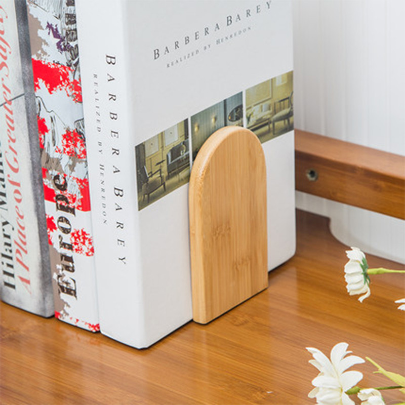 

Nature Bamboo Desktop Organizer Bookends Book Ends Stand Holder Shelf Bookrack Office Accessories