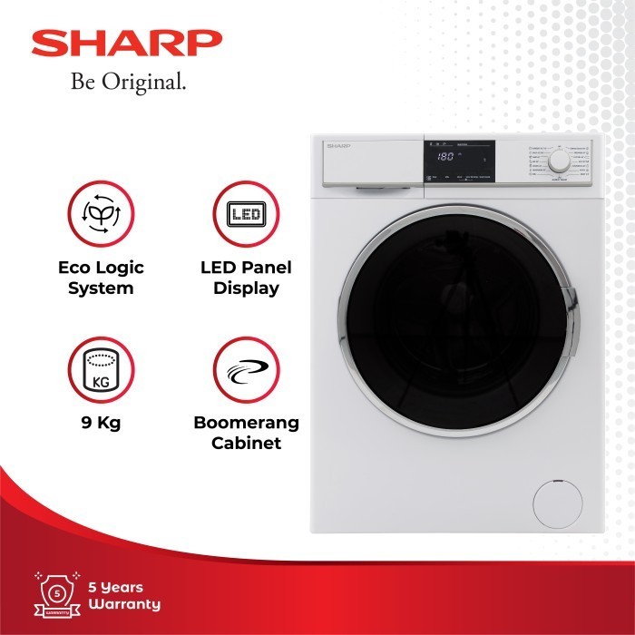 [CIREBON] SHARP Mesin Cuci 1 Tabung ES-FL1290BG White 9Kg