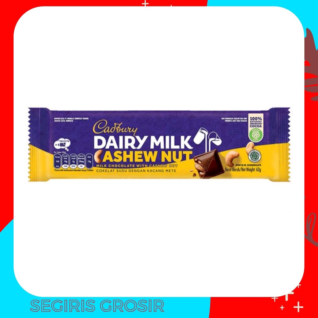 

Cadbury Dairy milk Cokelat Cashew Nut 62 gr