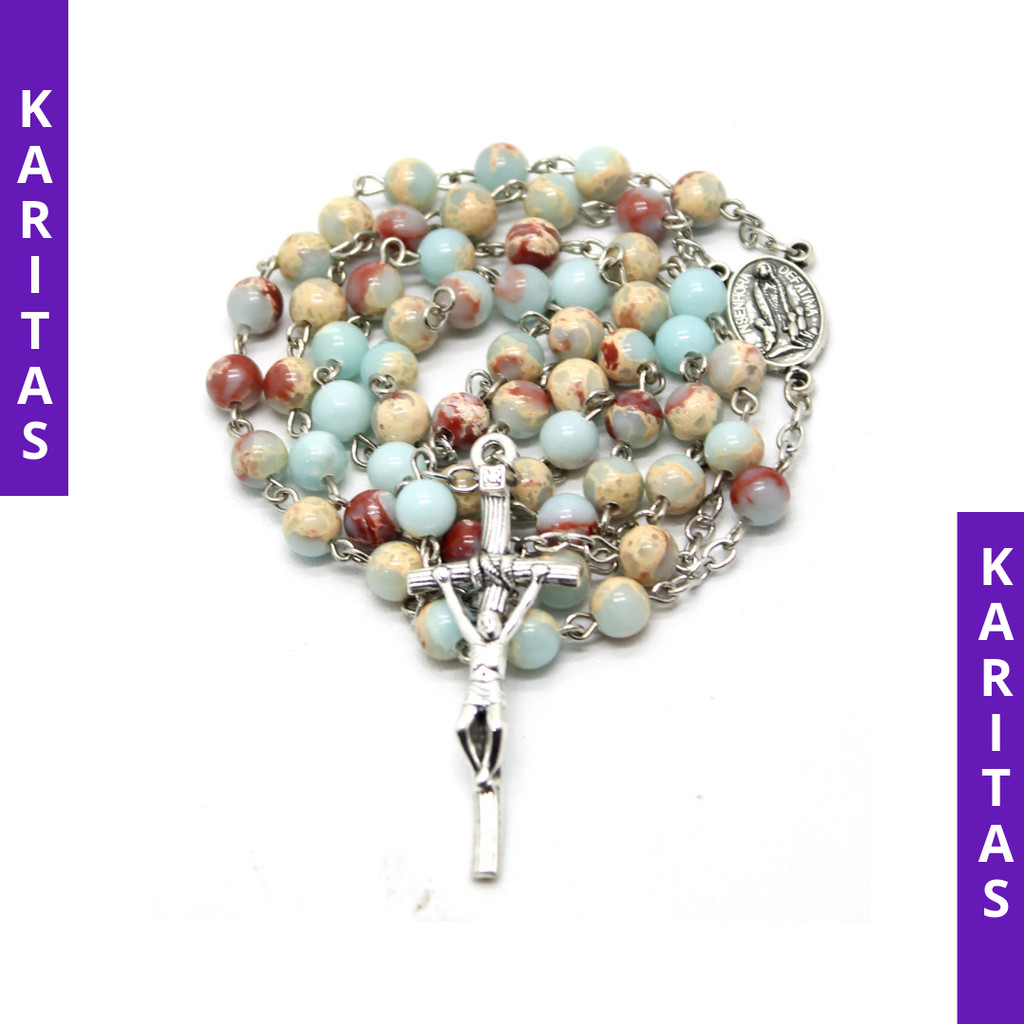 ROSARIO KATOLIK (BATU ONYX-MIX) / KALUNG ROSARIO KATOLIK / ROSARIO KALUNG BATU ALAM / KONTAS