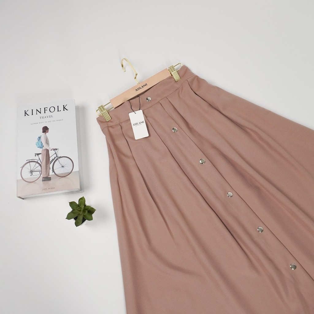 [HOT ITEM] Ahlami- Aluna  Midi Skirt Rok Payung Rok Kerja Skirt Rok Panjang