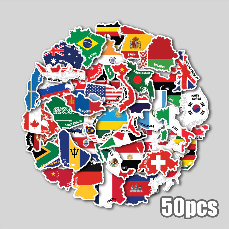 

【SIAP】Sticker Pack World Travel Country Sticker Flag Sticker Luggage Sticker Stiker Laptop Koper Helm