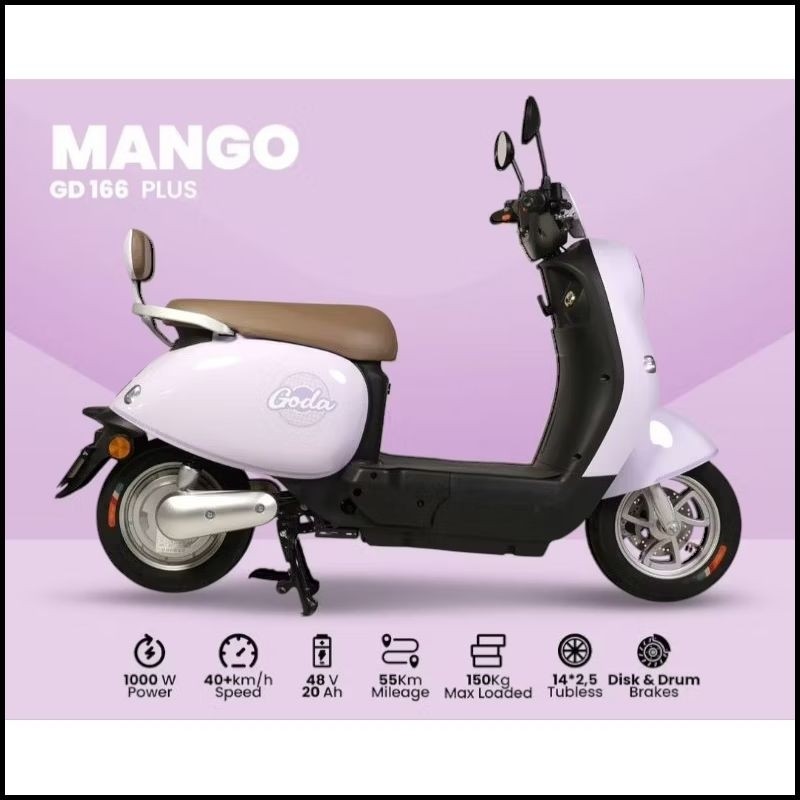 Sepeda Motor Listrik Goda 166+ 1000 Watt 48V20ah