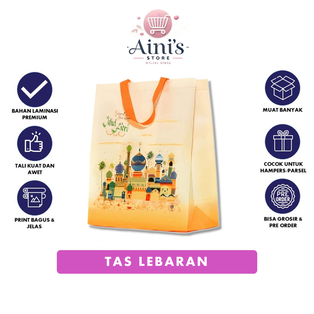 

Tas Souvenir Spunbond Laminasi Parcel Lebaran Parsel Idul Fitri Standing Handle 40 x 35 x15