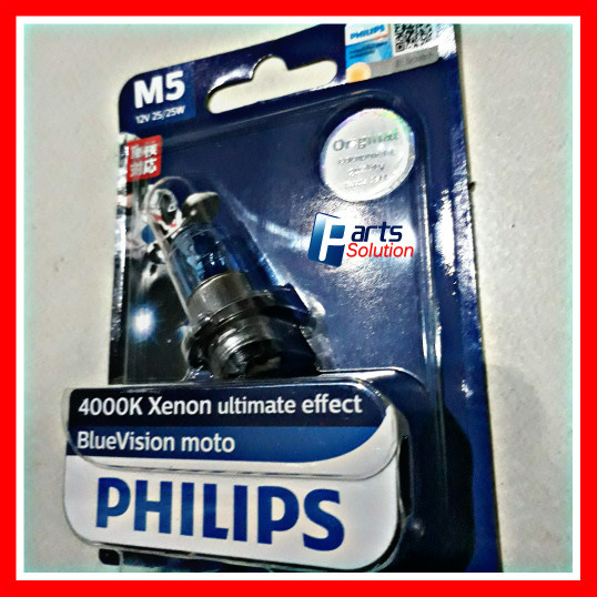 NDpart Bohlam Lampu Motor Bebek Matic PHILIPS BlueVision M5 12V 25/25W 4000K