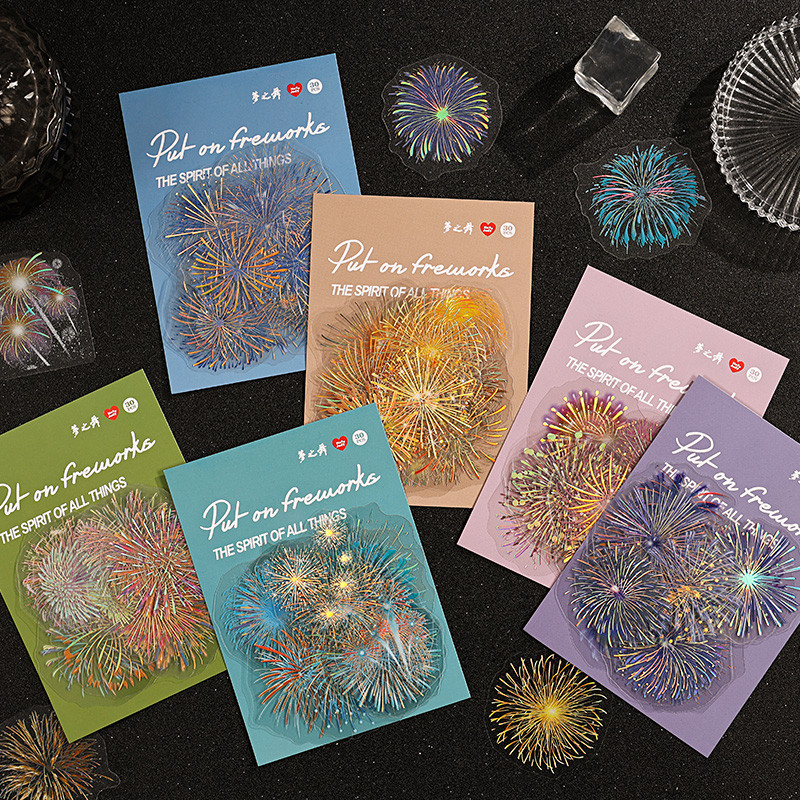 

30 pcs Vintage Fireworks Theme Stickers Pack Planner Handbook Material Collage Aesthetic Decorative Creative Stationery Sticker