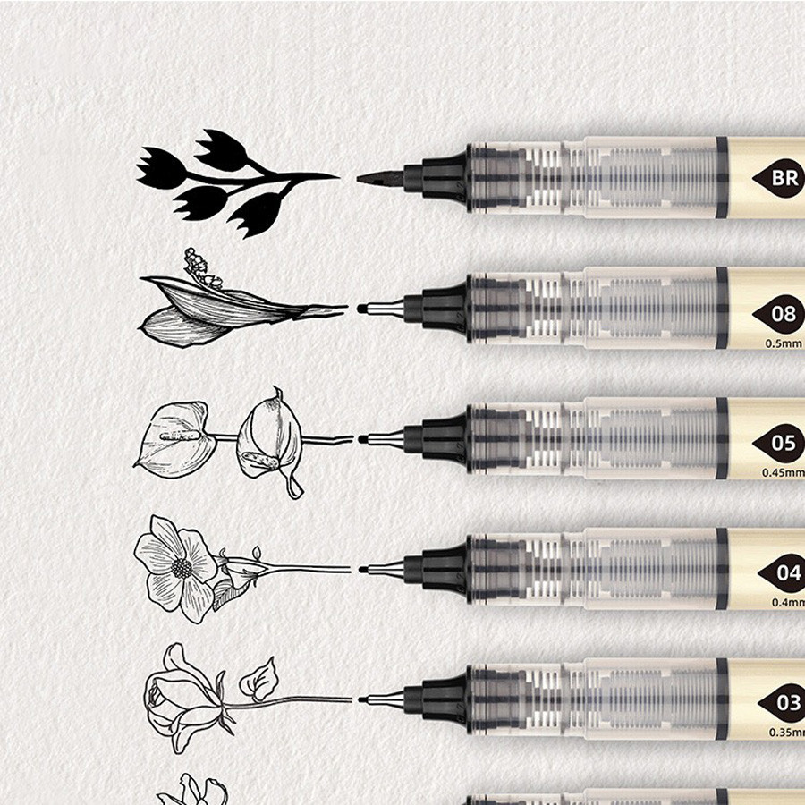 

New Big Capacity Waterproof Ink Art Markers Brush Pen Sketch Drawing comics Pigment Line Pens Office School Stationery Supplies