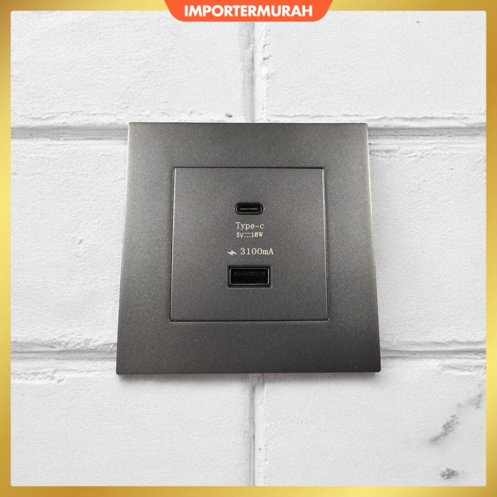 Stop Kontak Dinding USB Type C Multi Port Wall Socket 5V/3.1A - E86