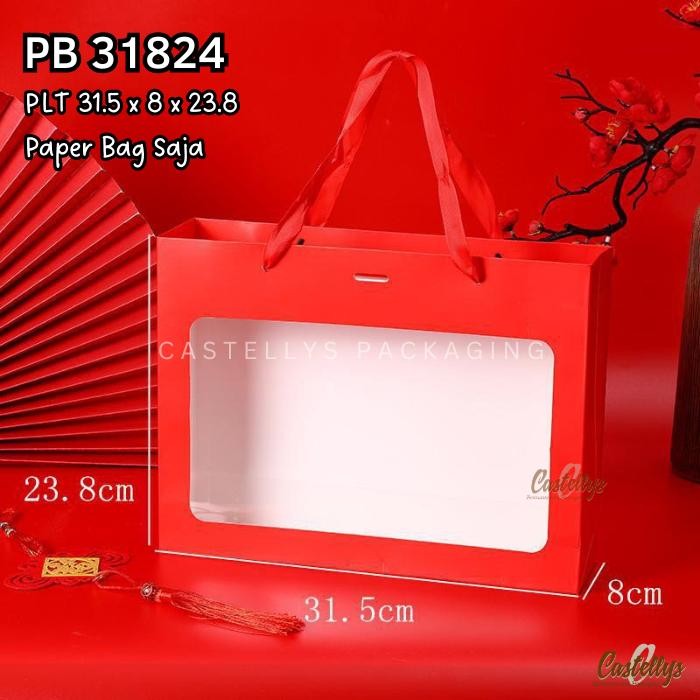 

PB31824 Paper Goodie Bag Merah Hampers Kue Kering Imlek Sincia CNY Natal Christmas Souvenir Gift Hadiah dll