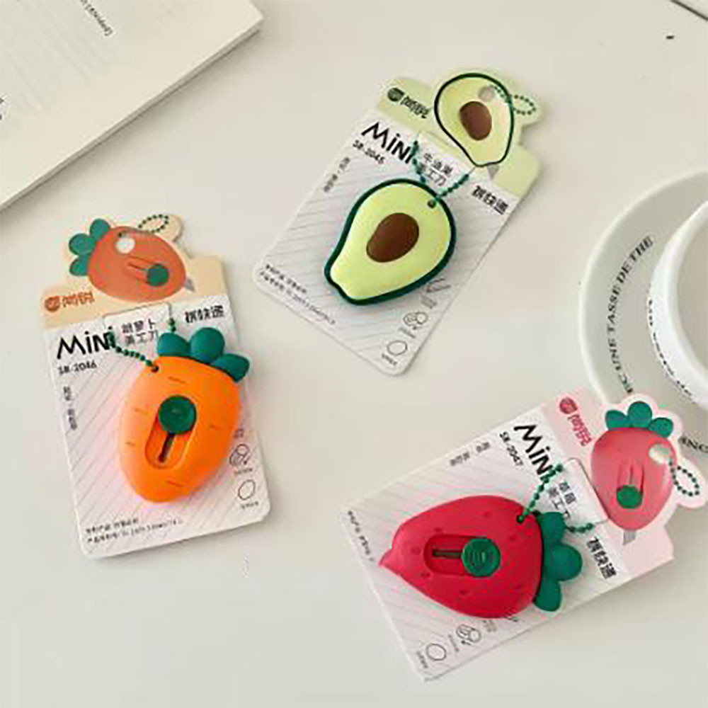 

Cute Portable Mini Avocado Strawberry Fruit Art Utility Knife Express Box Knife Paper Cutter Craft Wrapping Tools