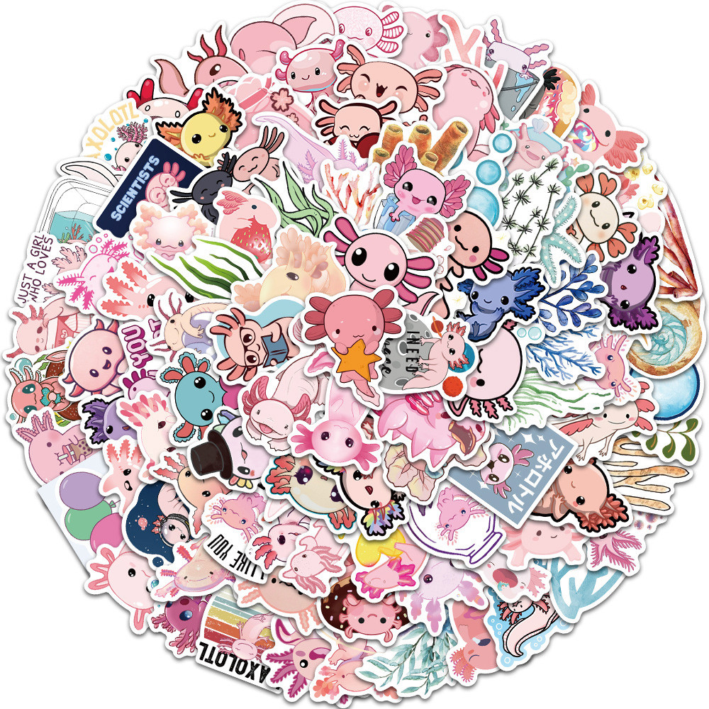 

10/30/50/100PCS Axolotl Graffiti Stickers Cute Animal Cartoon Decal Kids Toy Suitcase Scrapbook Diary Phone Laptop Sticker Pack