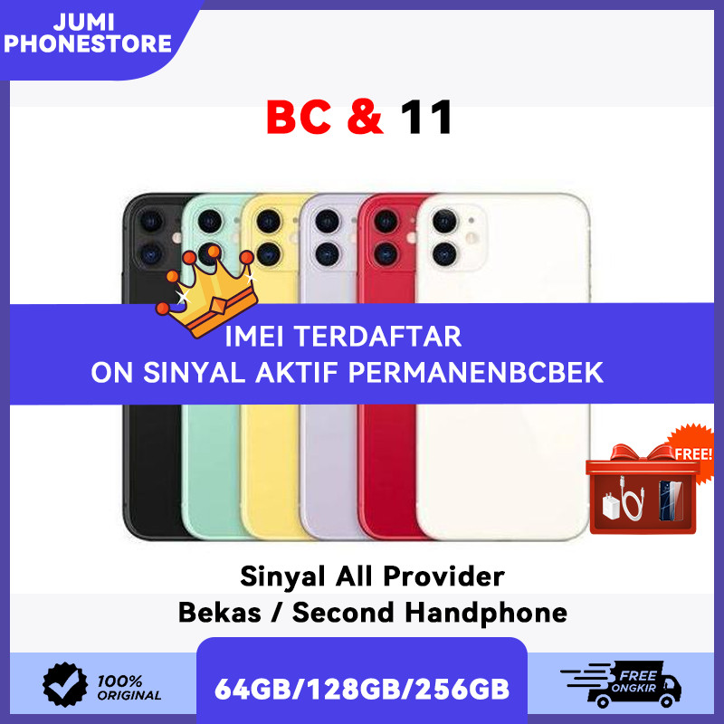 BC& IP 11 / Handphone 11 64 128 256 gb / Second bekas (imei Terdaftar) / IP 11 / IP 11 SECOND