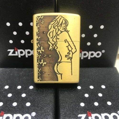 BISA COD (FREE BOX)Korek Api Zippo Made In USA Gtafir Sexy Girl Gold/Mancis Unik Zippo Wanita Gold
