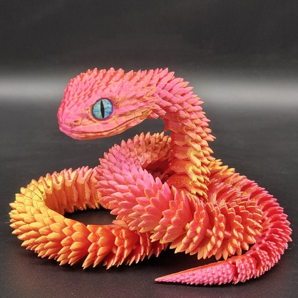 

2025 New Year Gifts Crafts 3D Printed Snake Movable Joint Simulation Snake Figurine Creative Home Office Desktop Ornament Crafts
