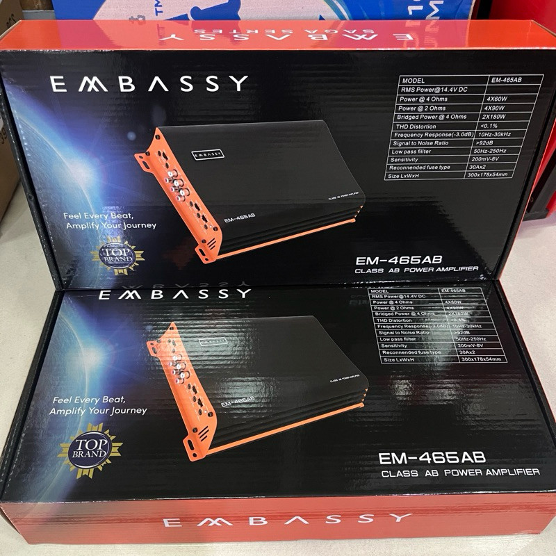 Power Embassy EM465AB amplifier audio mobil 4channel