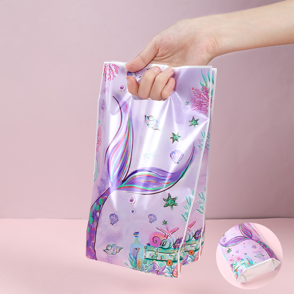 

Mermaid Tote Bag Under The Sea Theme Little Mermaid Tail Happy One Birthday Party Decorations Kids Candy Cookie Bag Baby Shower