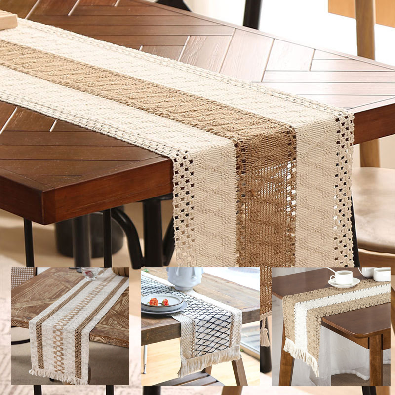 Tamu Rajut Simple Premium Scandinavian Table Runner Nordic Taplak Meja Makan Meja Panjang Bahan