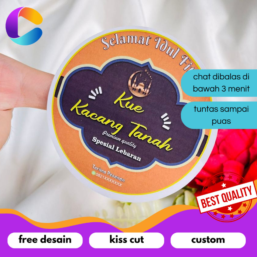 

Cetak INC 2-4 Print Sticker Kecil Bulat Cookies Idul Fitri Stiker Chromo Kue Kering Lebaran Custom