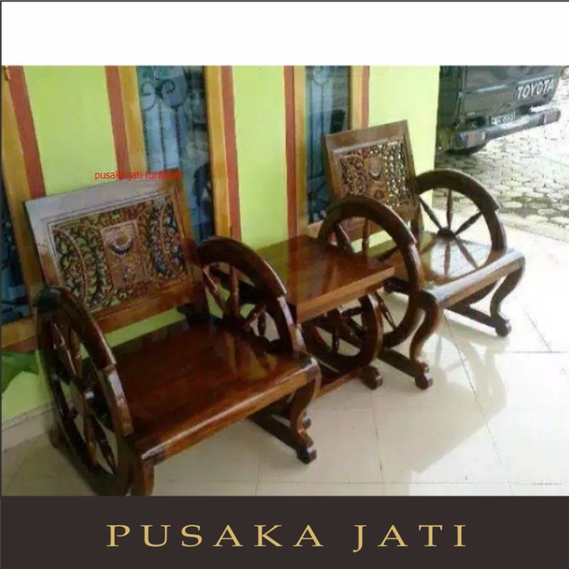Kursi teras roda kursi teras antik jati ukir Jepara pusaka jati furniture