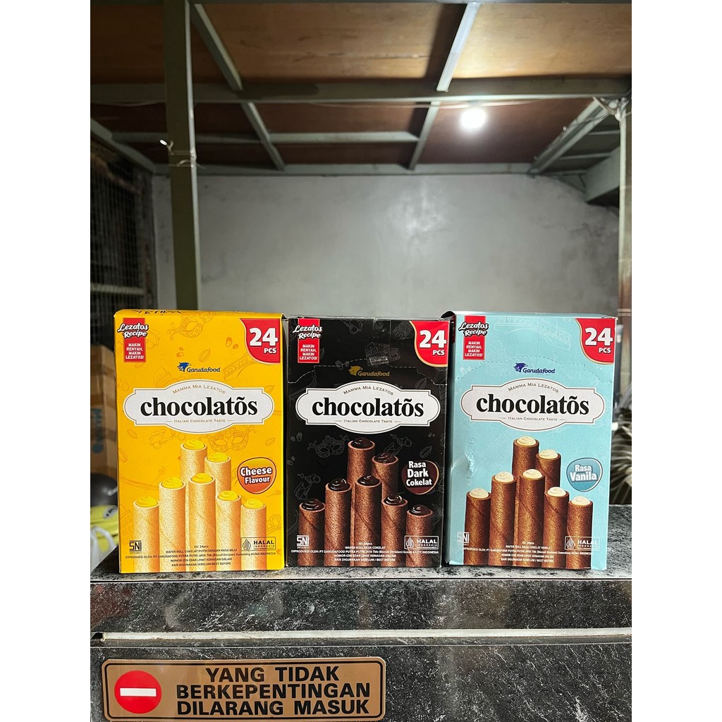 

[300gr] S152 | [WCV8K - BOX] Chocolatos Wafer Stick Vanilla | Dark Cream Coklat | White Cheese Box isi 24 pcs TGS