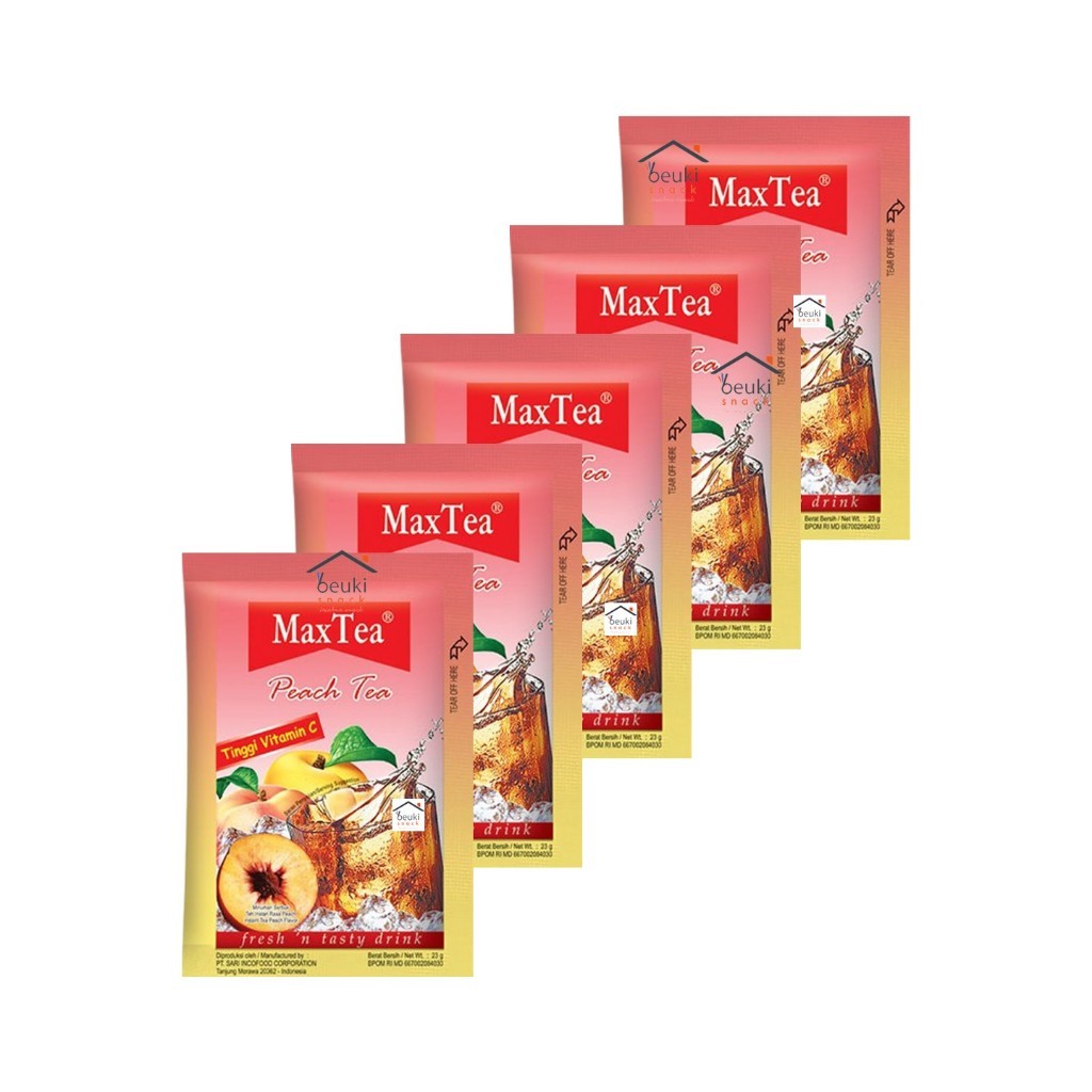 

5PCS Maxtea Peach Minuman Serbuk Teh Max Tea Rasa Peach