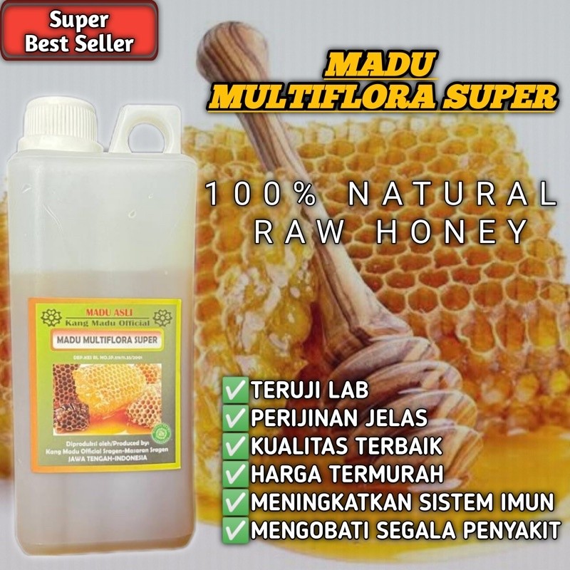 

New MADU ASLI MURNI MULTIFLORA SUPER PREMIUM 100% Alami Pure Natural Raw Honey Minuman Herbal Premium Kesehatan PROMO CUCI GUDANG BELI ECER HARGA GROSIR Best Seller