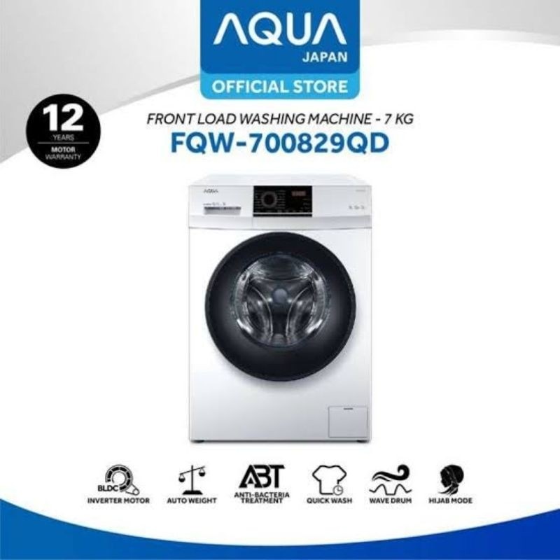 AQUA FQW-700829QD MESIN CUCI FRONT LOADING INVERTER 7 KG FQW700829QD FQW700829
