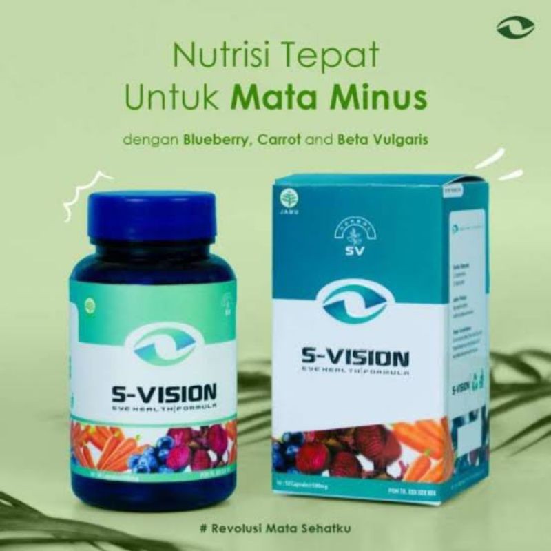 100% ASLI S-VISION Asli Original Obat Herbal Mata Minus Plus Silinder Miopia Aman Bpom S-vision Supl