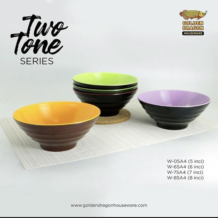 Mangkok Melamin Ulir Datar 6'' W65A4 Hitam Ungu Golden Dragon