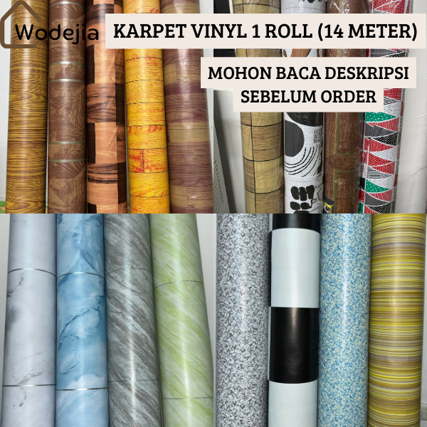 [Wodejia] Lantai Vinyl Marmer 1 Roll Karpet Lebar 120Cm Dekorasi Lantai Kamar 14 Meter