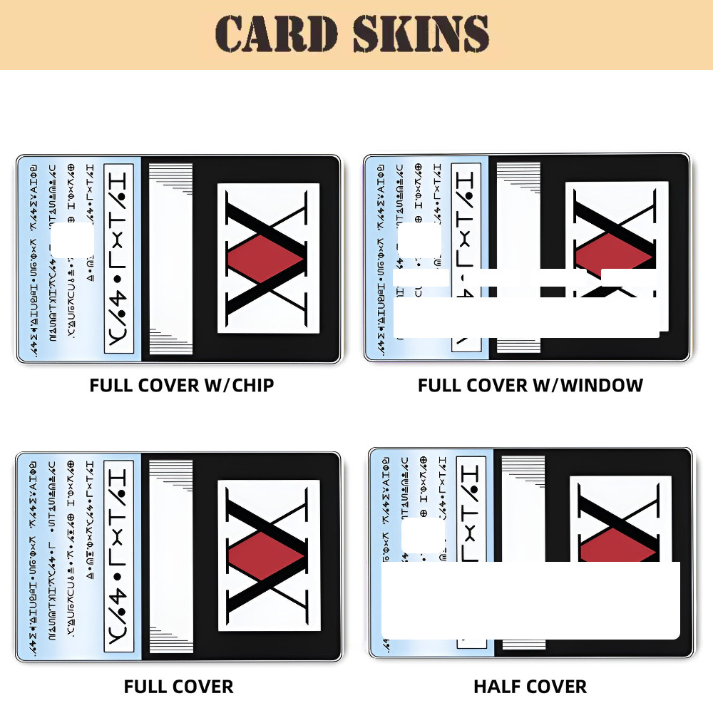 

HxH License Stickers 4pcs PVC Card Skin Stickers for Bank Card Bus Metro Card Case Decorate Gift