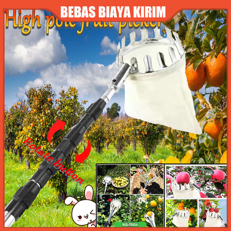 7 Set 6M Alat Pemetik Buah galah pemetik buah Alat Berkebun Pemetik Buah   Tongkat Teleskopik Jaring