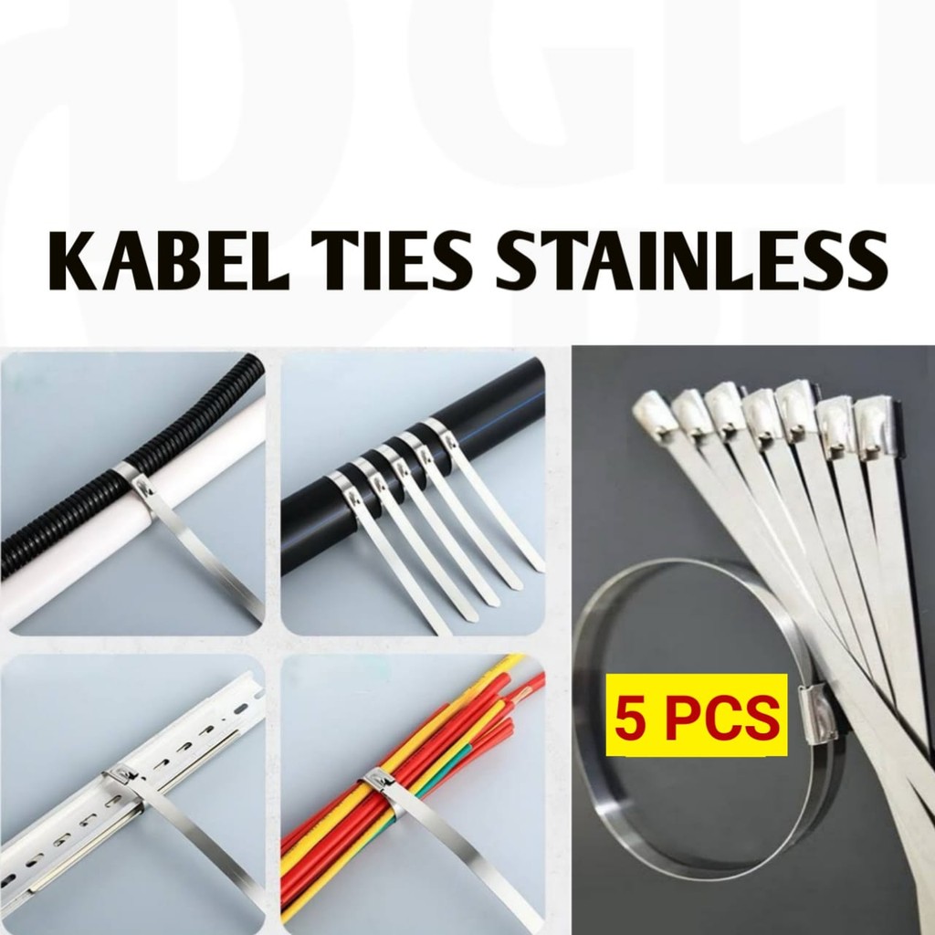 

Kabel Ties Stainless SS304 Tali Pengikat Stainless Cable Tie Stainles 4.6mm Anti Karat Serbaguna (5pcs)