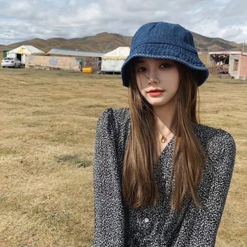 Promo Bucket Hat Denim Wanita Bucket Jeans Wanita Bucket Hat Wanita Kekinian Bucket Hat Wanita