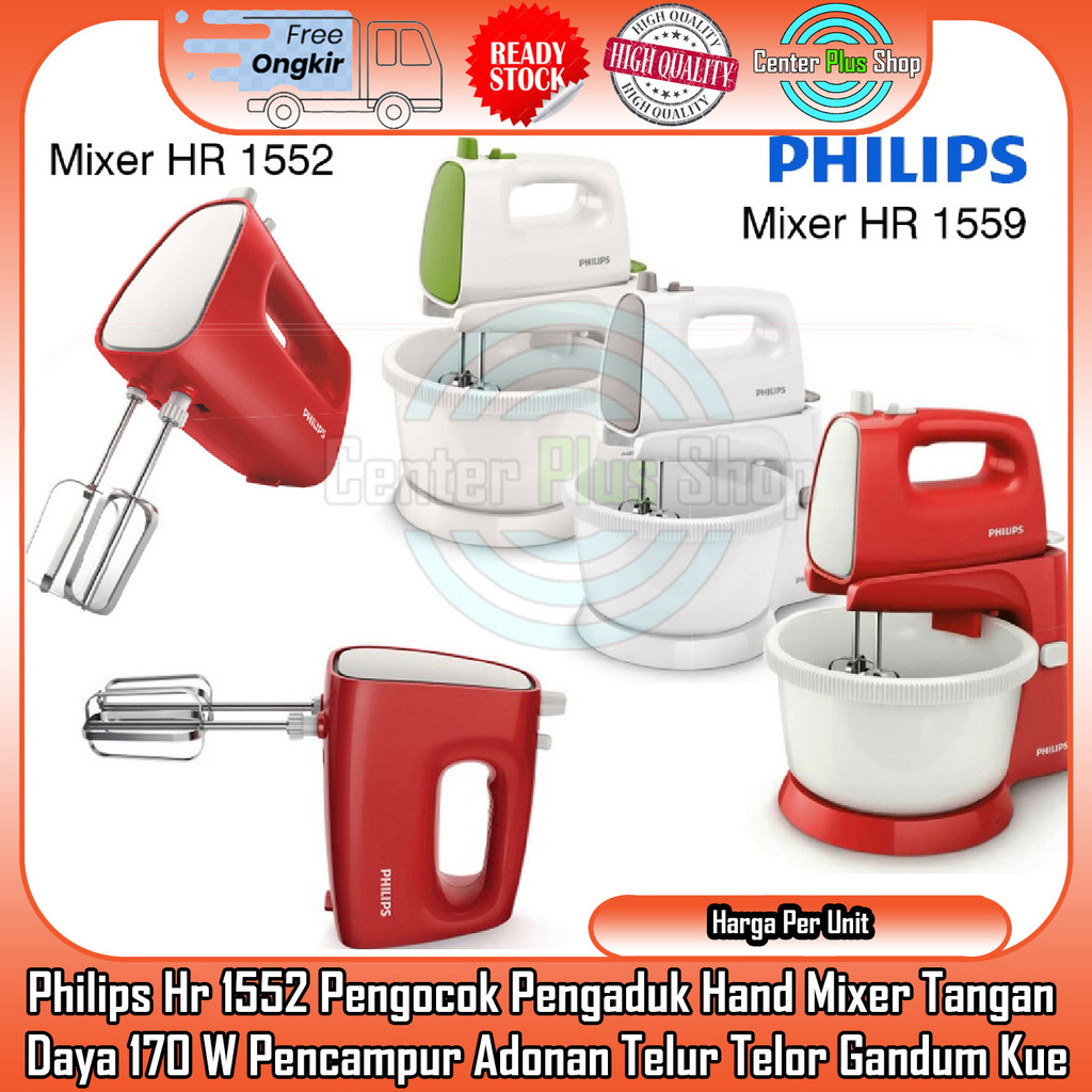 Philips Hr 1552 1559 Hand Mixer Mikser Tangan Daya 170 Watt W Wat Pencampur Pengocok Pengaduk Adonan