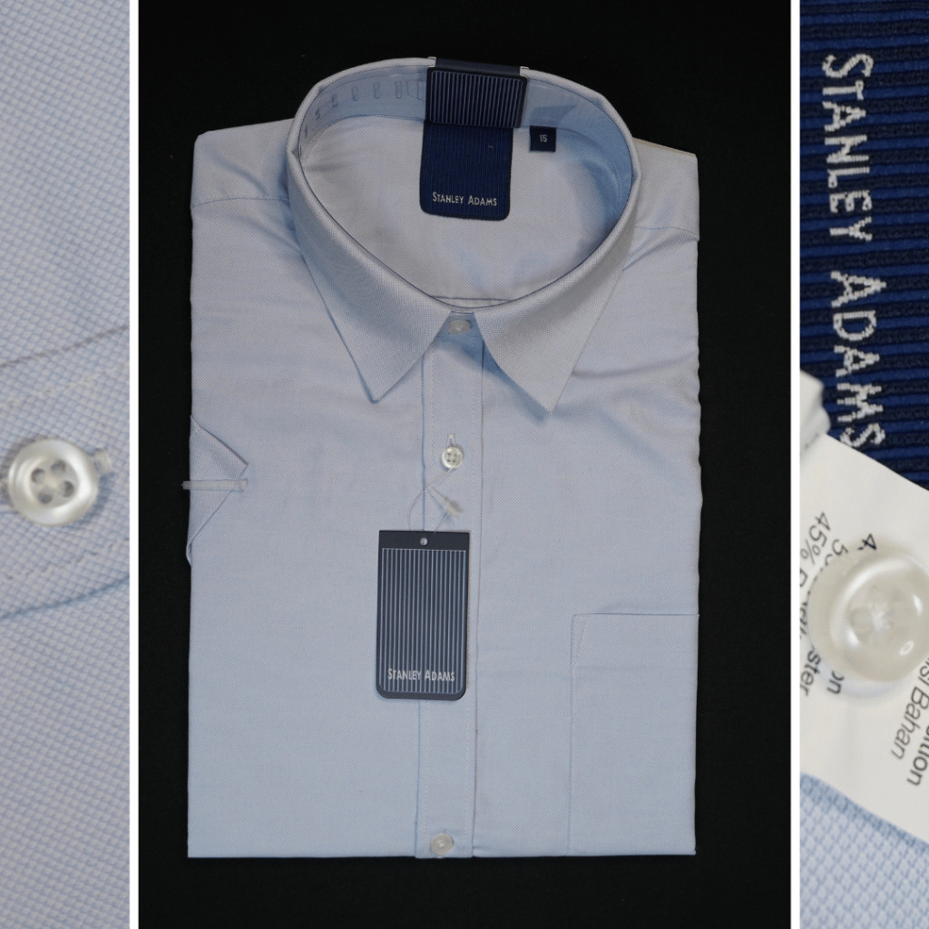 STANLEY ADAMS Kemeja Pria Lengan Pendek Formal Reguler Fit Sky Blue/Biru Langit | Hem Jumbo Pria