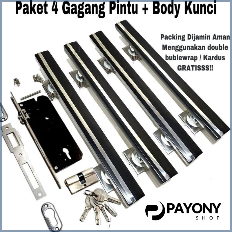 1 Set handle pintu / gagang pintu / gagang pintu rumah set body kunci panjang 25cm 33cm 45cm