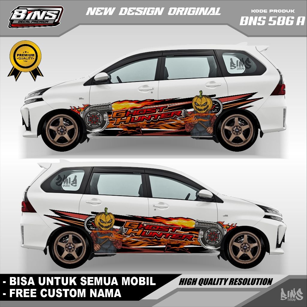 BNS586-STIKER DECAL MOBIL XENIA AVANZA BRIO CALYA SIGRA GAMBAR HALLOWEEN KEREN TURBO GRATIS NAMA