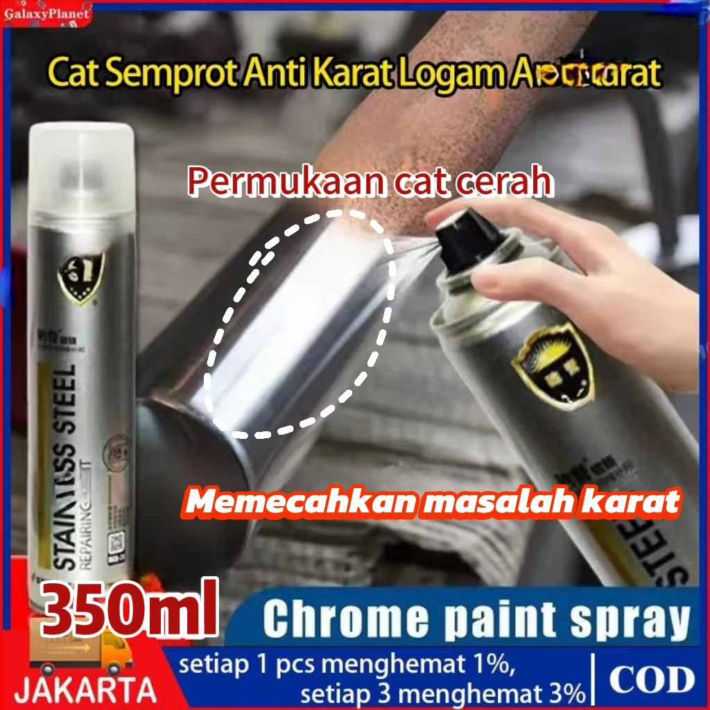Cat semprot chrome 350ml warna chrome Krum cat logam mobil stainless steel chrome Terlaris