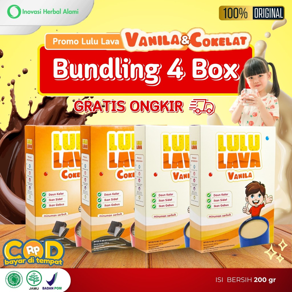 

Susu Anak Lulu Lava Mix 4 Box Vanila Cokelat BPOM Minuman Penggemuk Anak Penambah Berat Badan Nafsu Makan Anak BELI 2-GRATIS 1 Susu Anak Gemuk