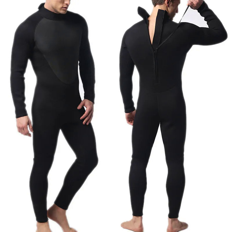 Pakaian Olahraga Pria Musim Panas Pria Wetsuit Lengkap 3Mm Leher Bulat Pakaian Selam Elastis Berenan