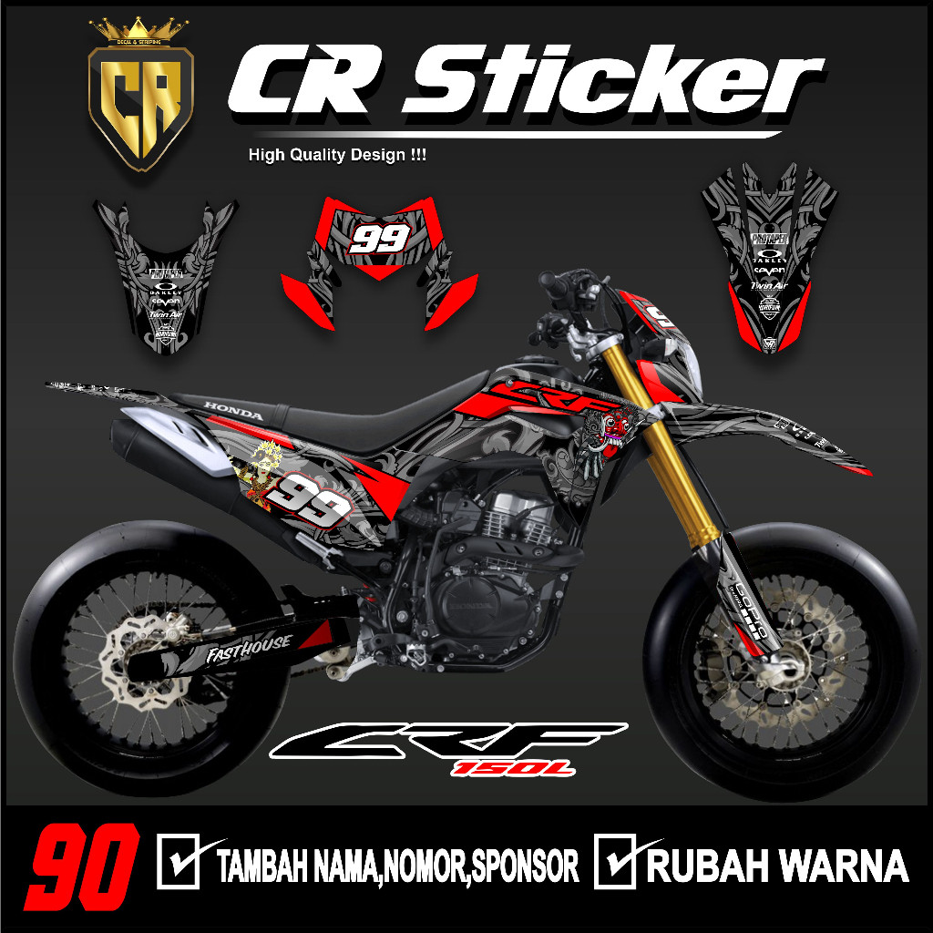 Sticker decal crf 150 l full body desain minimalis aksesoris honda  Fullbody Dekal CRF 150 L Trail S