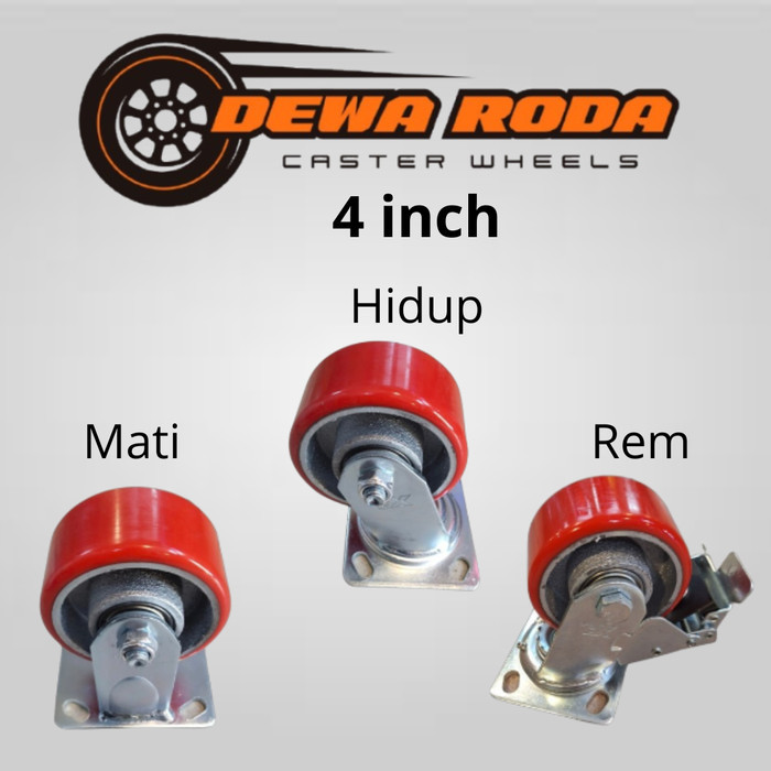 Roda Troli 4 Inch PU Heavy Duty